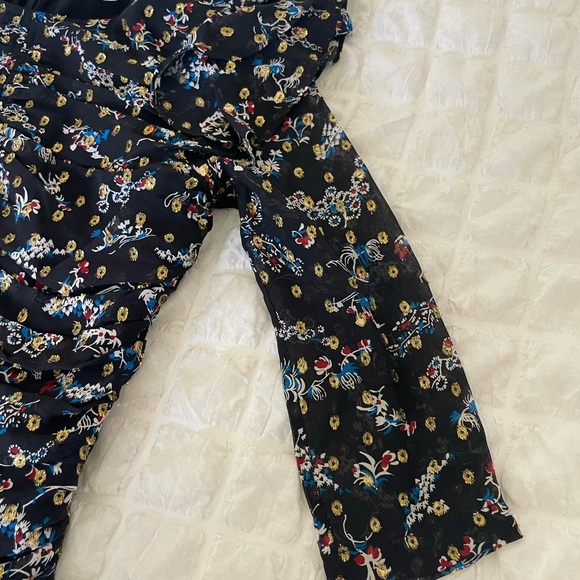 Veronica Beard Black Floral Metallic Long Sleeve Dress - Picture 8 of 14